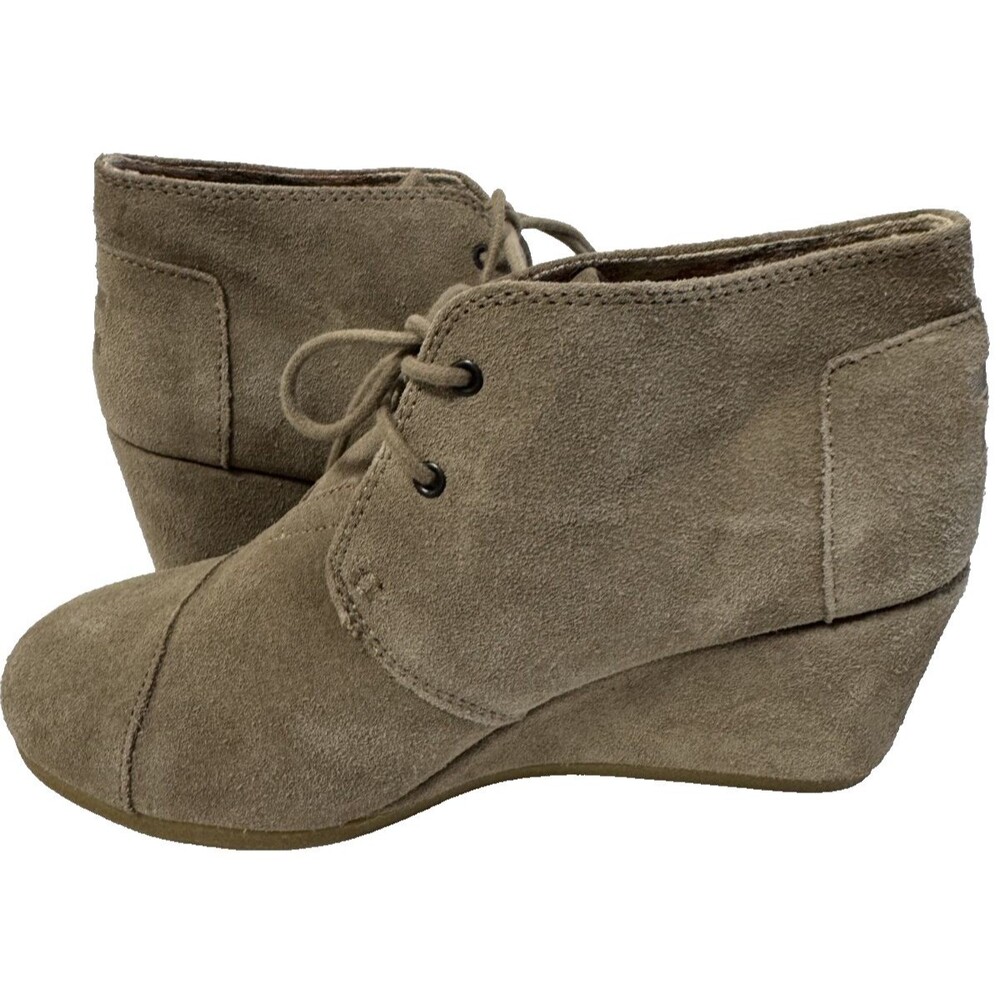 TOMS Women’s Suede Wedge Ankle Booties Taupe Size 9 M - Picture 7 of 12